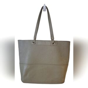 Oroton Taupe Mushroom Pebbled Leather Shoulder Shopper Hobo Bag